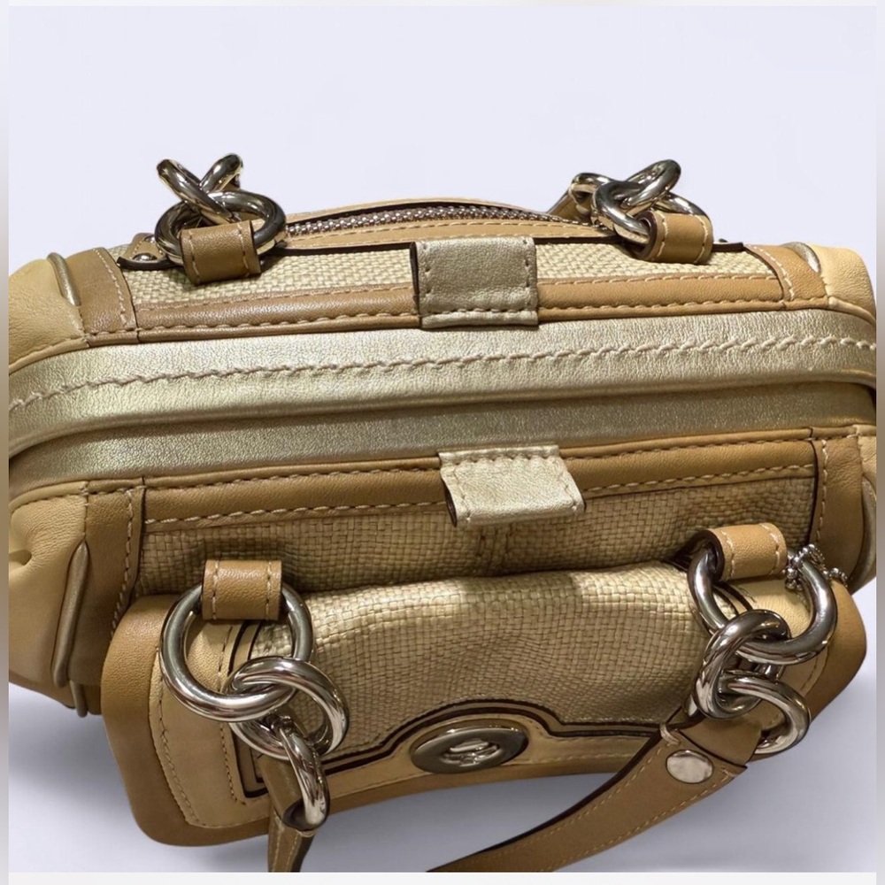 Coach Bonnie Frame Lady Bag Straw and Tan Leather Handbag 2008 - Picture 4 of 7